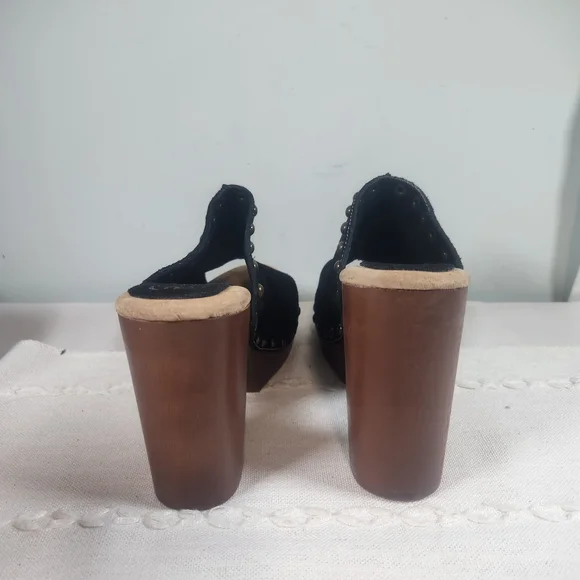 Stuart Weitzman Black Mules with Gold Studs - Picture 8 of 9